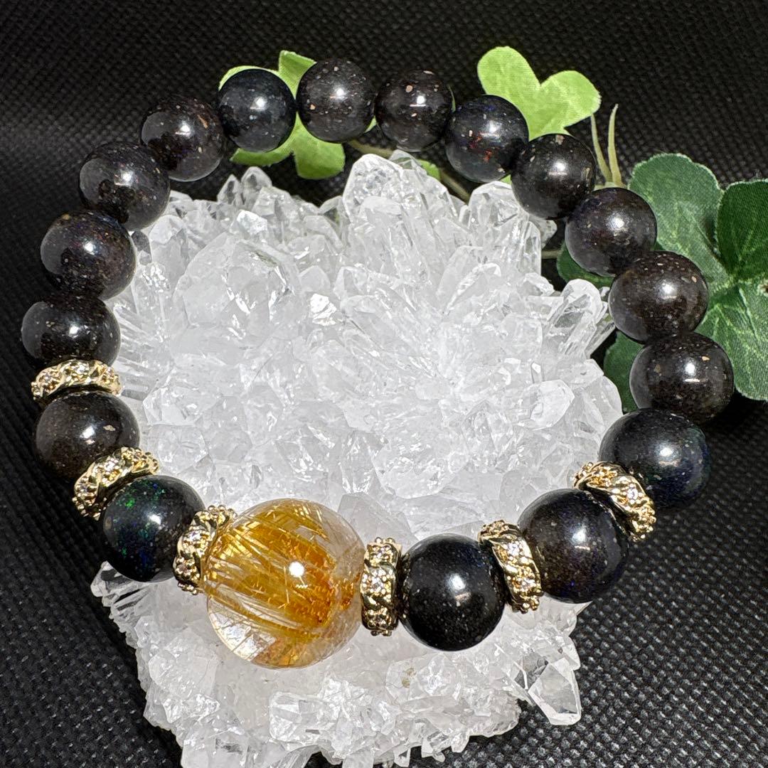 タイチンルチルクォーツ　マトリックスオパール（10ミリ）ブレスレット