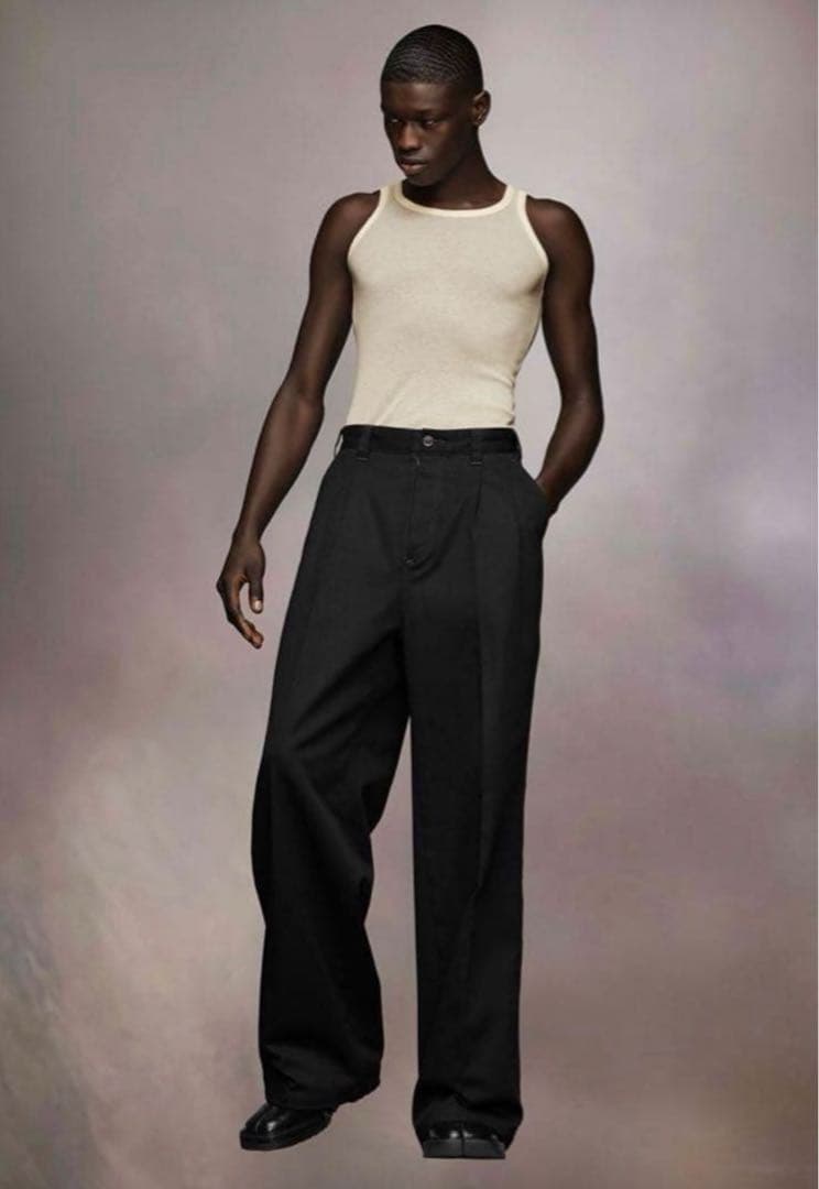 未使用 メゾンマルジェラ 46 ワイドパンツ チノパン スケーターチノ ブラック