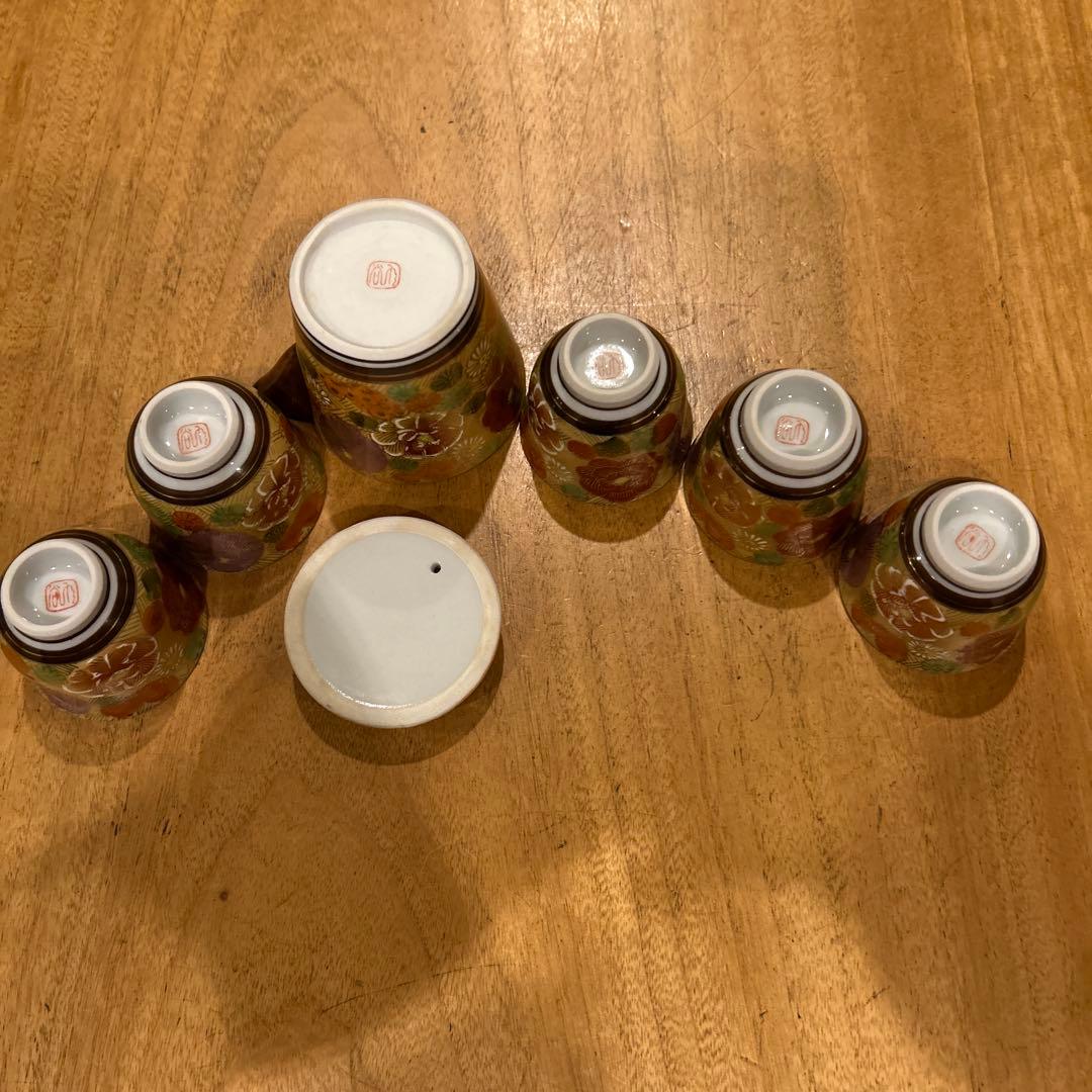 九谷焼　茶道具 小茶器（宝瓶）　手描き　豪華金花詰　急須　湯呑み揃え