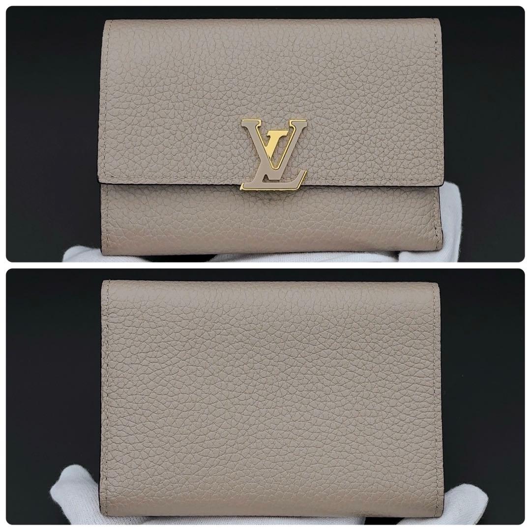 超美品★ルイヴィトン カプシーヌ コンパクト ガレ 三つ折り財布 ベージュ