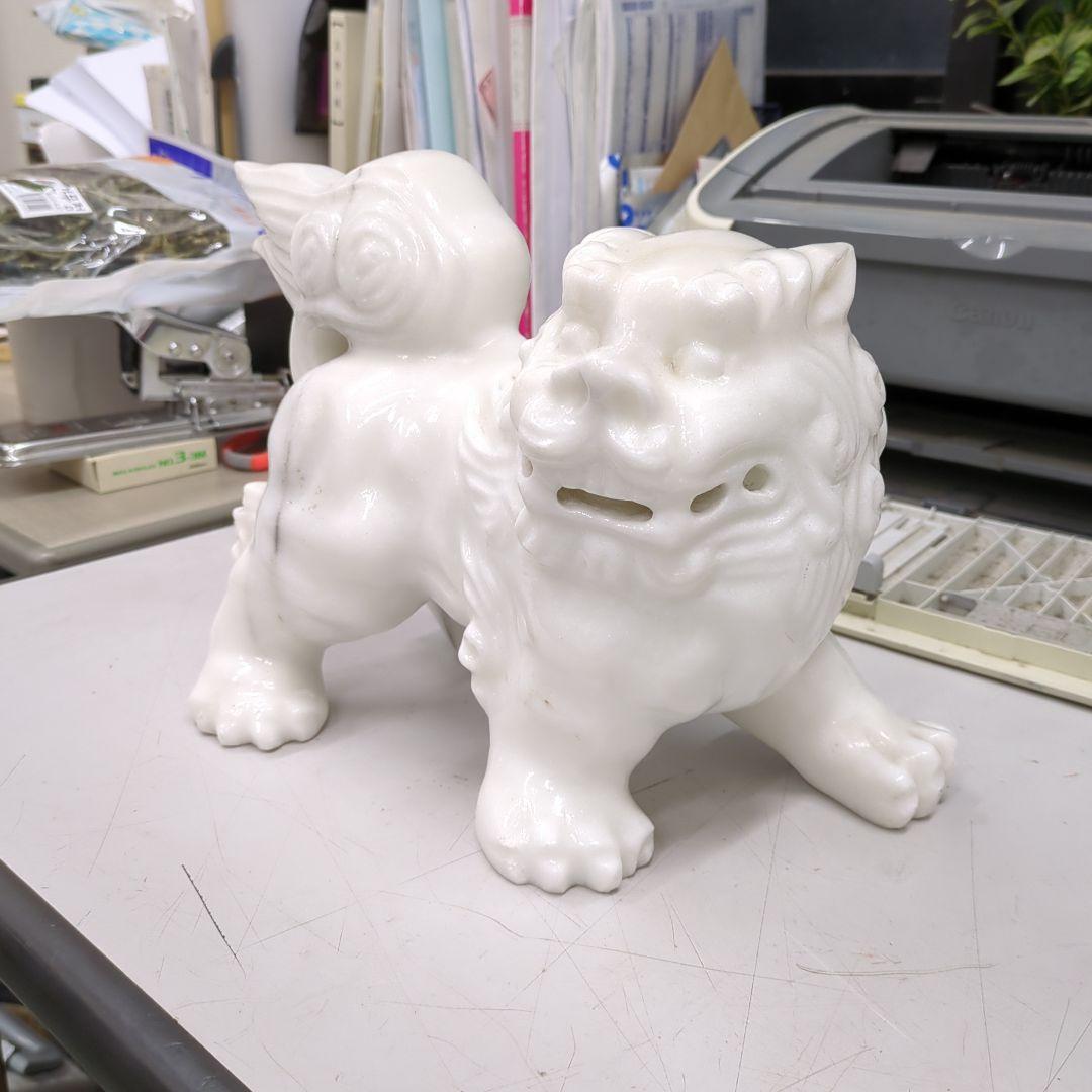シーサー置物 門柱白 　超特大　琉球焼 沖縄陶器 沖縄伝統工芸 全国送料無料