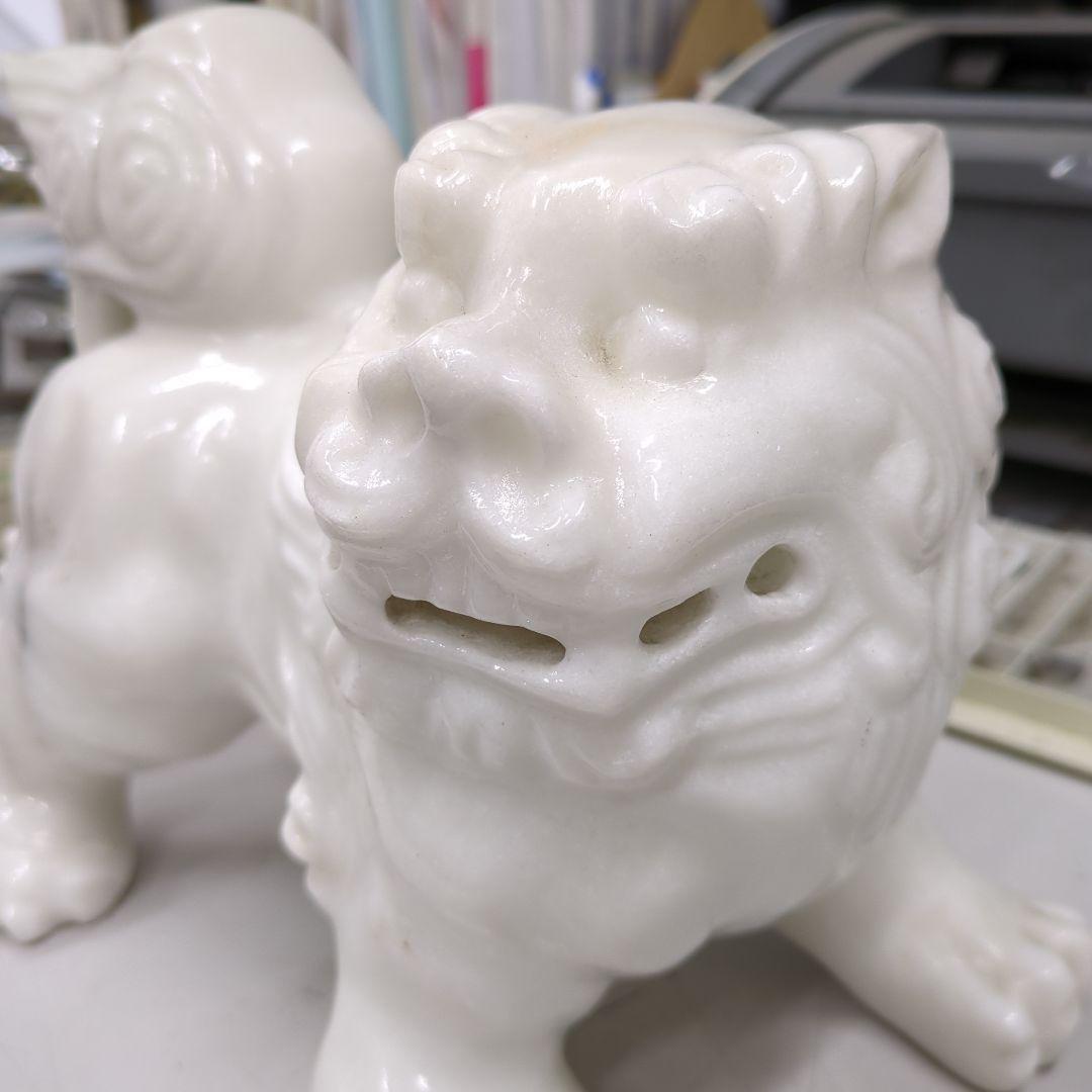 シーサー置物 門柱白 　超特大　琉球焼 沖縄陶器 沖縄伝統工芸 全国送料無料