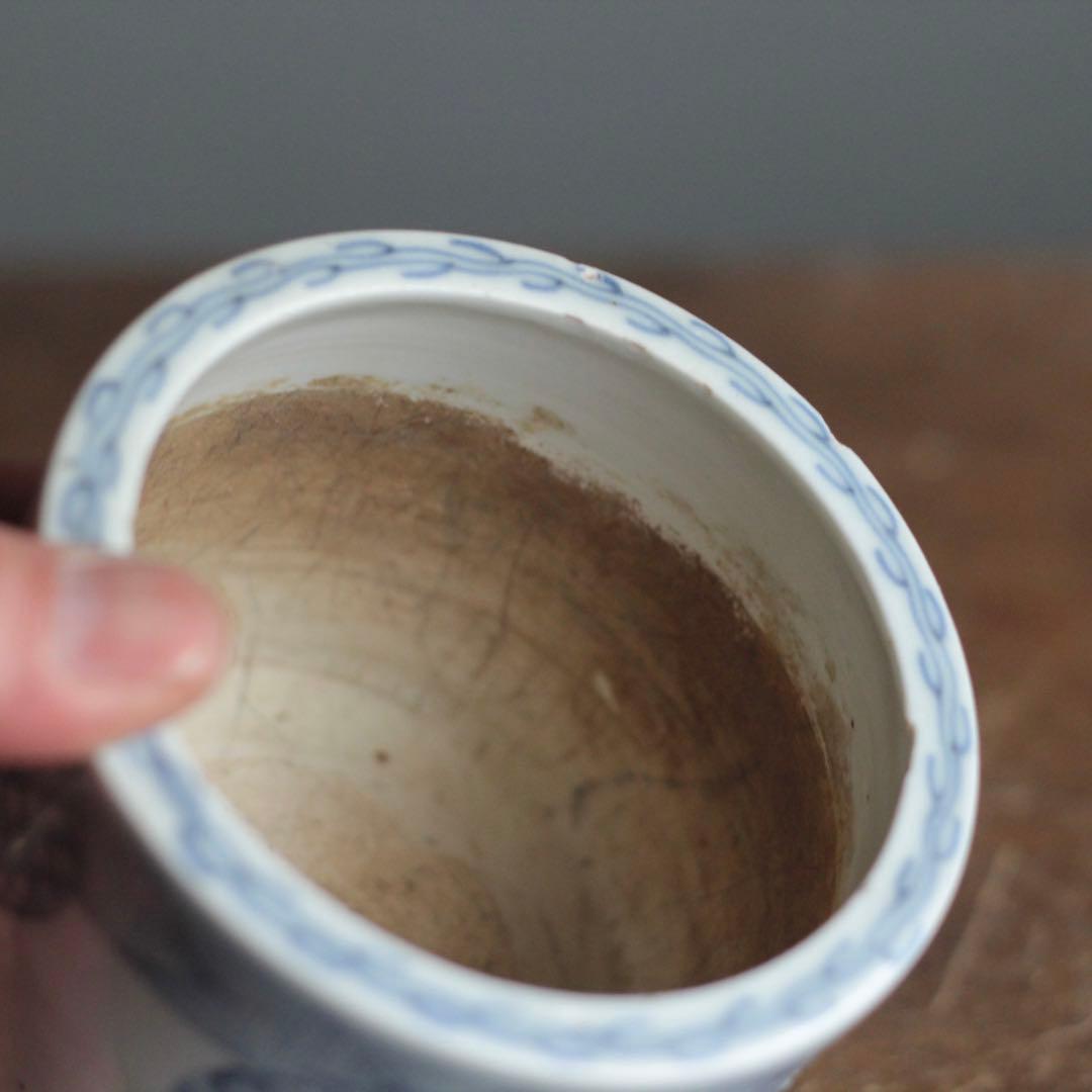 染付 丸紋 筒茶碗 火入 古美術 古伊万里 古道具 アンティーク