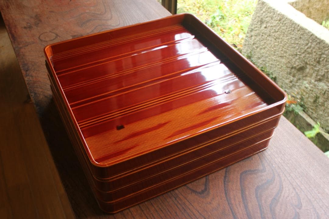 tenさま専用！隅丸四方デザインの春慶塗のお盆４点（検お盆お膳