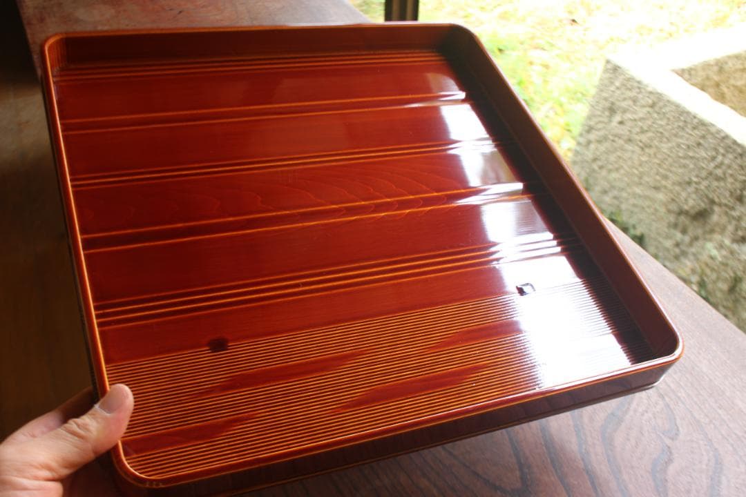 tenさま専用！隅丸四方デザインの春慶塗のお盆４点（検お盆お膳