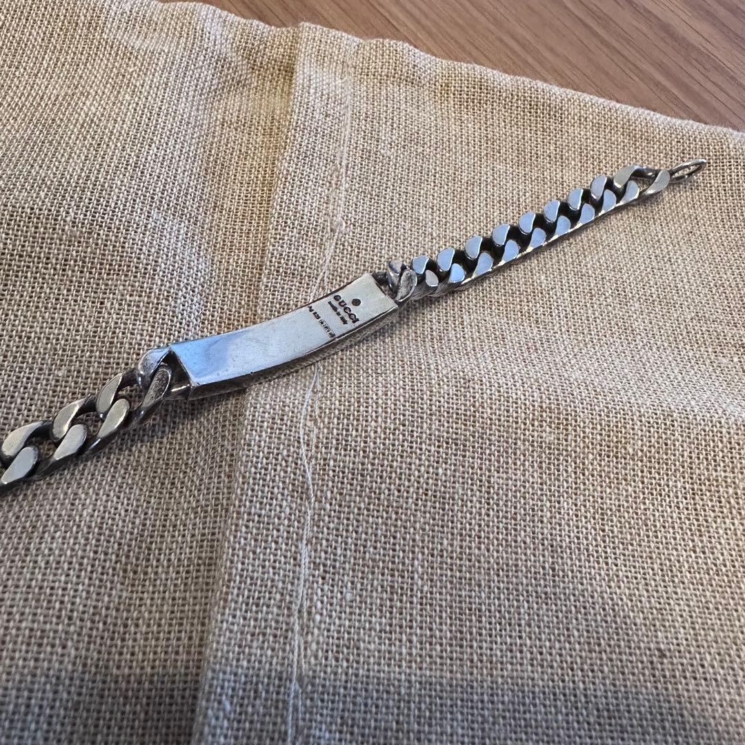 【美品】GUCCI ゴースト IDプレート チェーンブレスレット シルバー