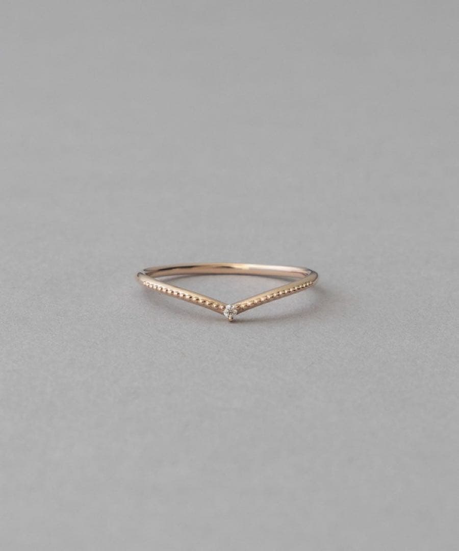 【9号】K10YGレイヤード ダイヤモンド リング