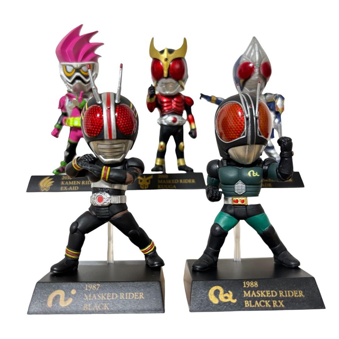 仮面ライダー　50thデフォルメクスフィギュア◎ブラック　RX　クウガ等　計5体