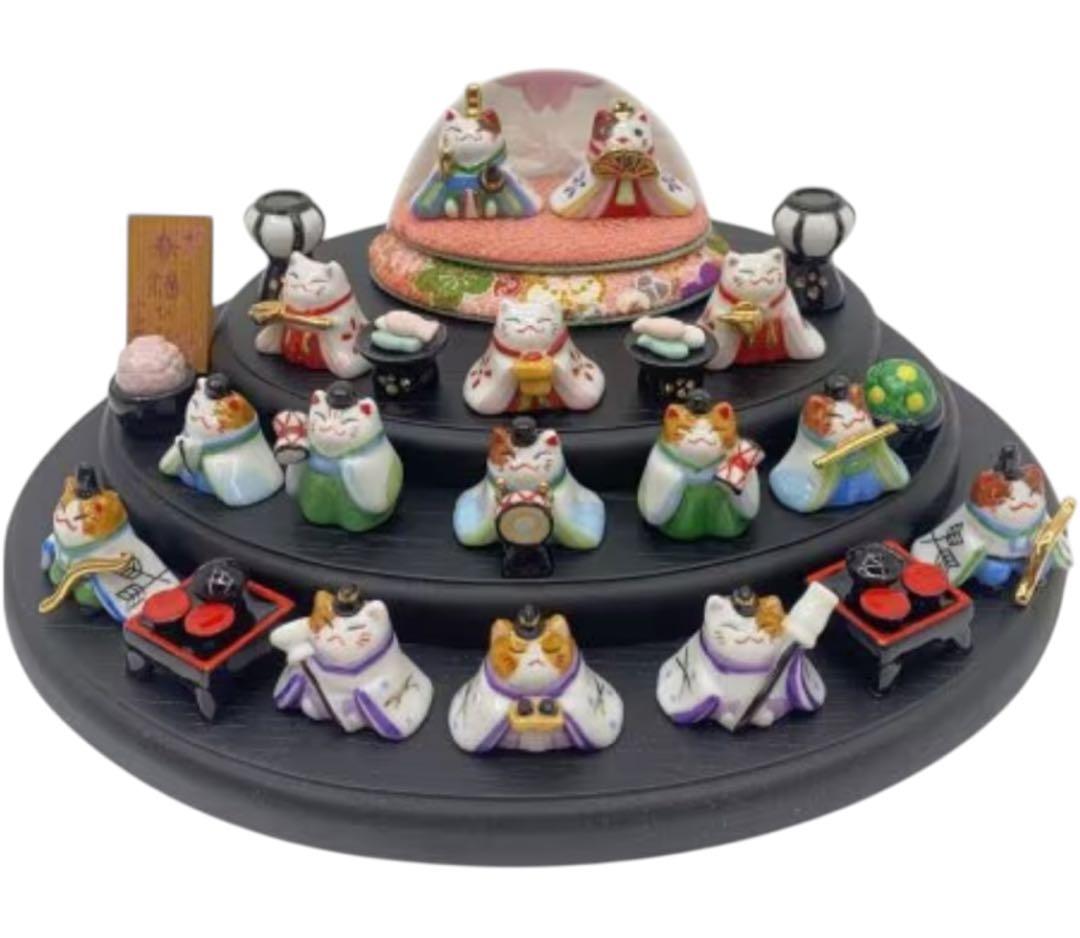 【希少品】道楽堂猫舎本舗 ねこや 春福びな 十五人飾り