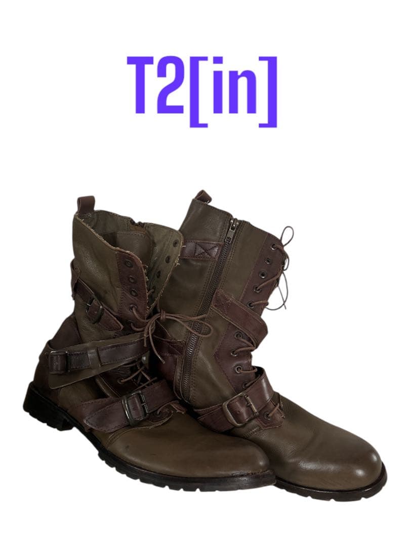 ジャンク品メンズ　ブーツ　 ツイン T2[in] ブラウン ミリタリーブーツ