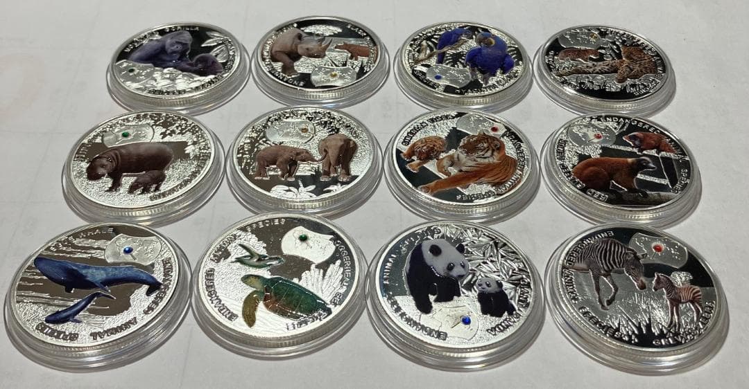 記念硬貨　ザンビア共和国　2014　絶滅危惧種保護　12種コンプリート