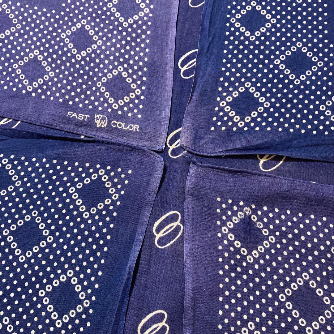 希少 40s 下鼻 ゾウ 両耳 ドット バンダナ FAST COLOR 大判