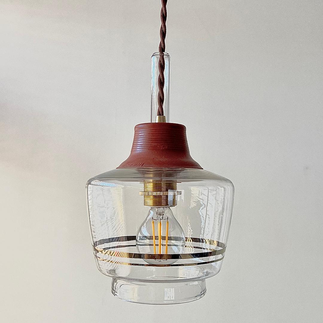 ペンダントランプ ペア ハリオ Hoya 昭和レトロ アップサイクル 照明器具