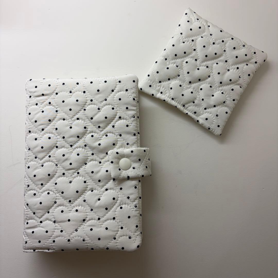 【再入荷】バインダーカバー　ハートドット　A6 ティーコースター付　韓国　貯金