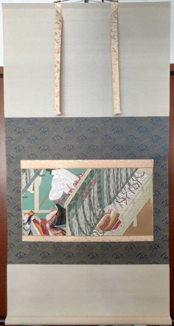 国宝  源氏物語絵巻 写 『柏木』『竹河』 掛軸