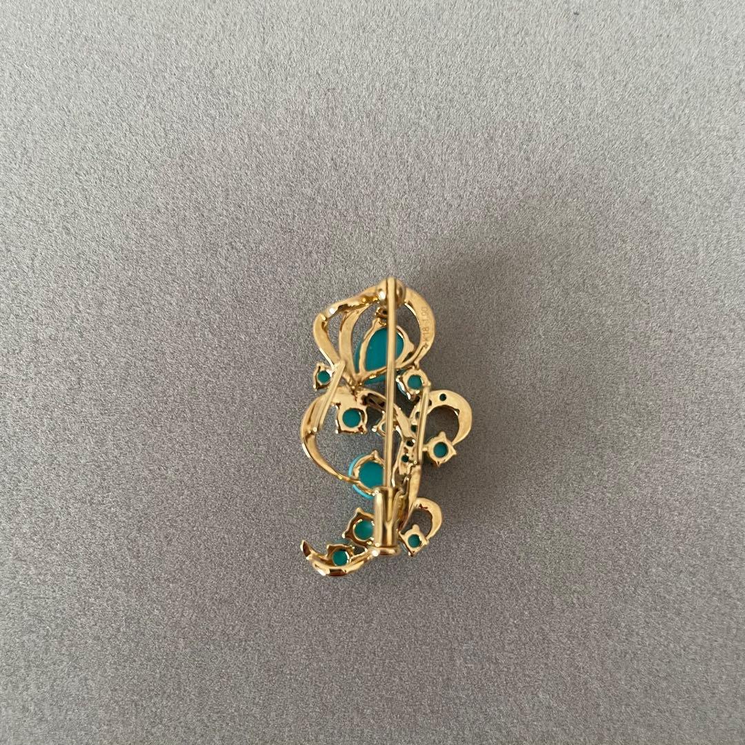 GSTV K18YGスリーピングビューティーターコイズ　ペンダントブローチ