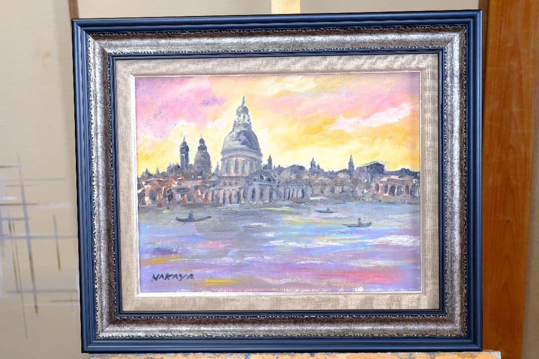 サンタ・マリア・デッラ・サルーテ聖堂　油絵　F6号　額縁付き