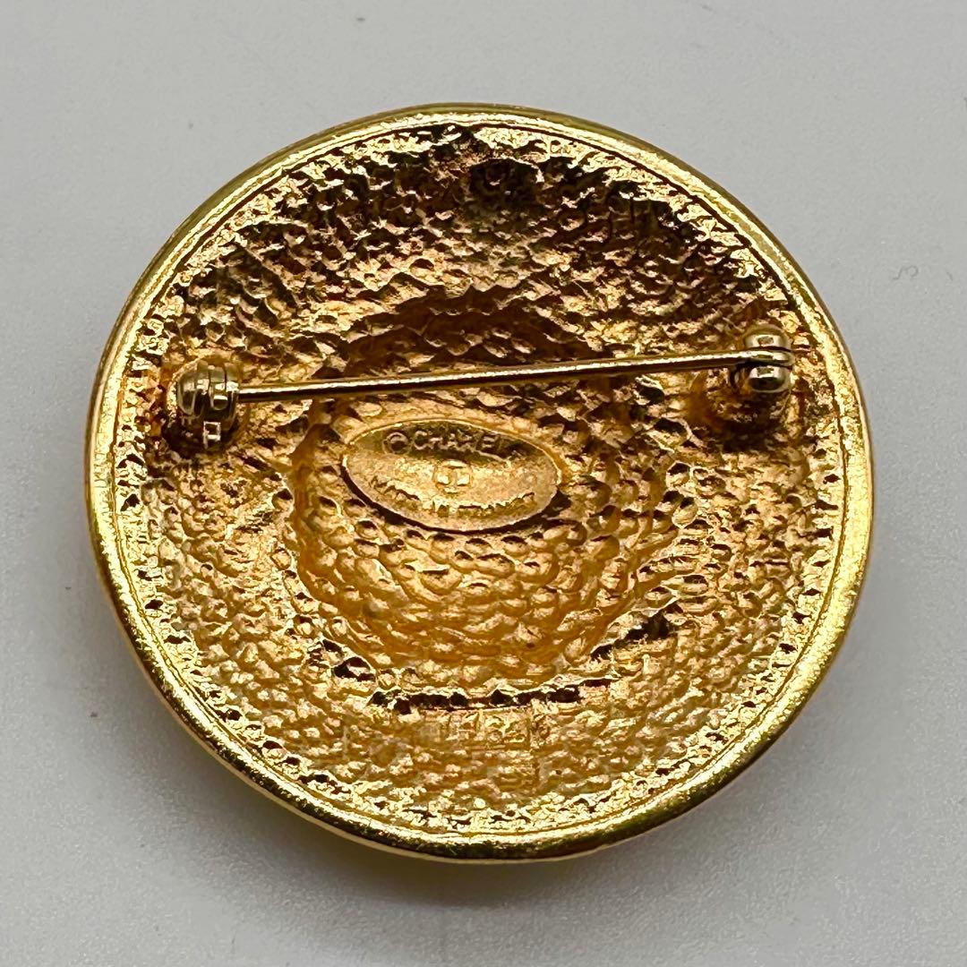 美品・箱付✨シャネル ブローチ ラウンド ロゴ フラワー ヴィンテージ ゴールド