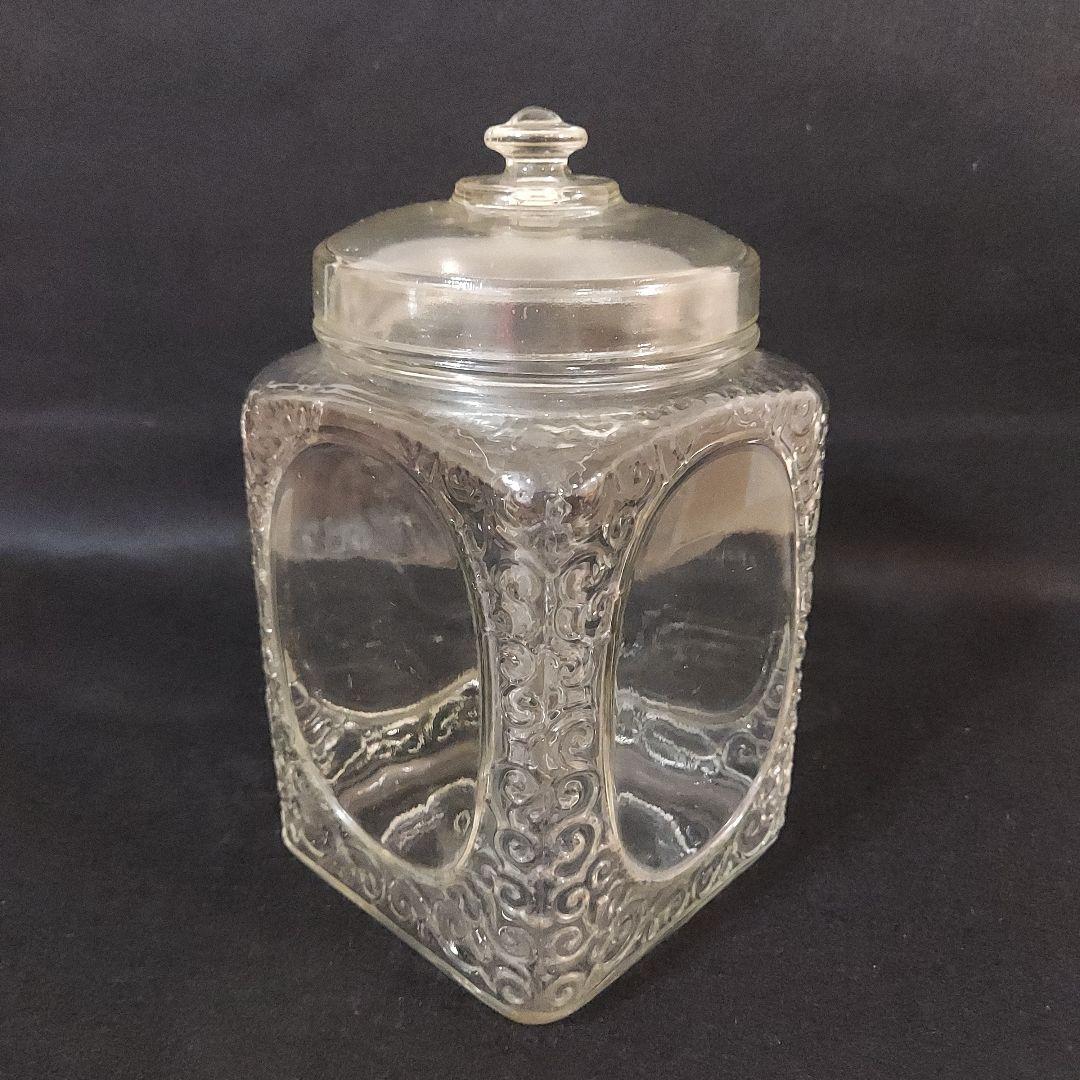 【希少】唐草文様のあめや瓶　菓子瓶　キャンディポット　 レトロ瓶