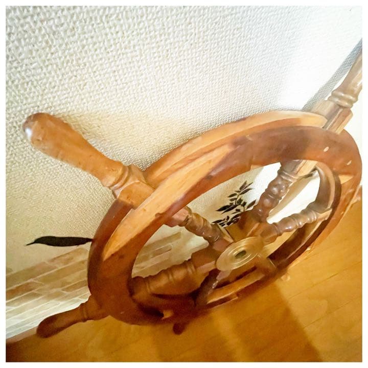 アンティーク  木製ラット  舵輪  舵