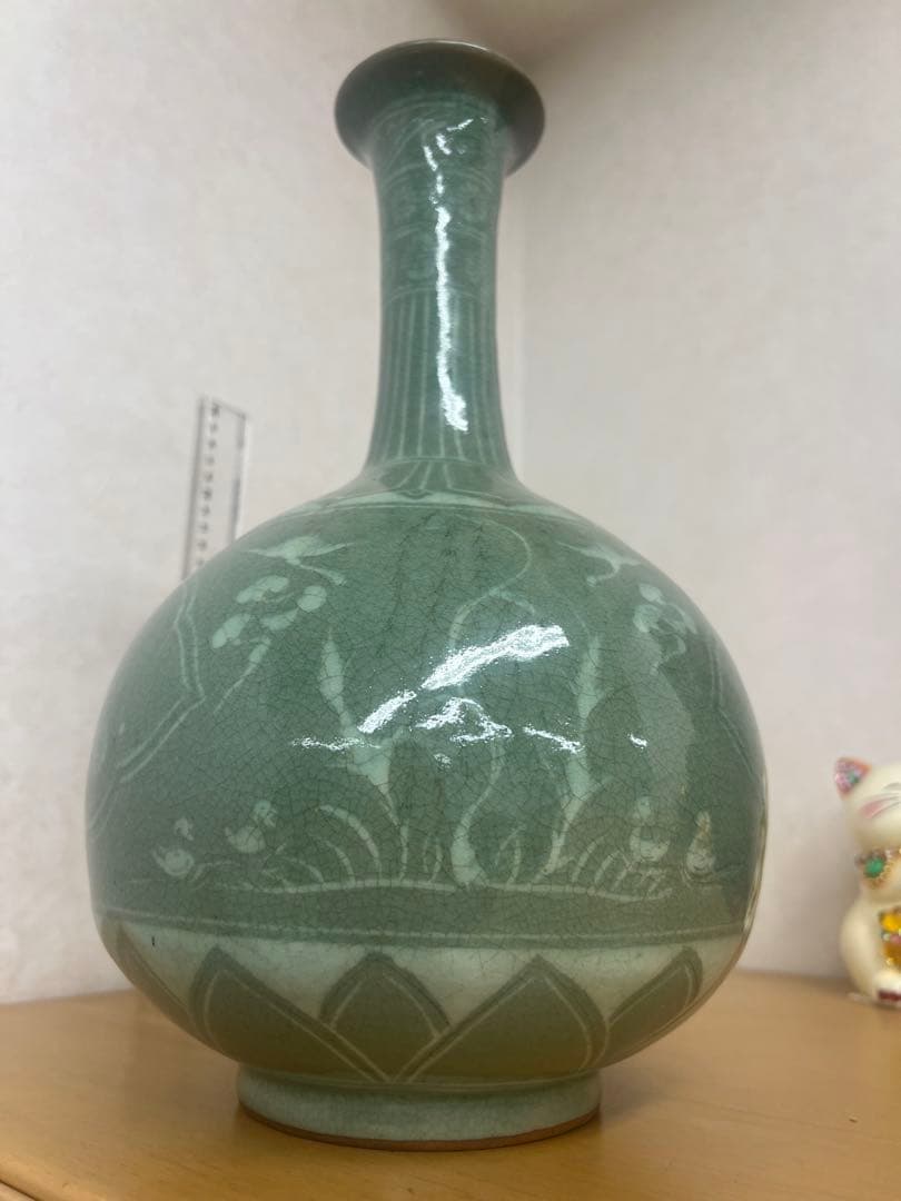 朝鮮李朝高麗天球瓶　古美術　唐物コレクション韓国骨董　アンティーク江戸　青磁