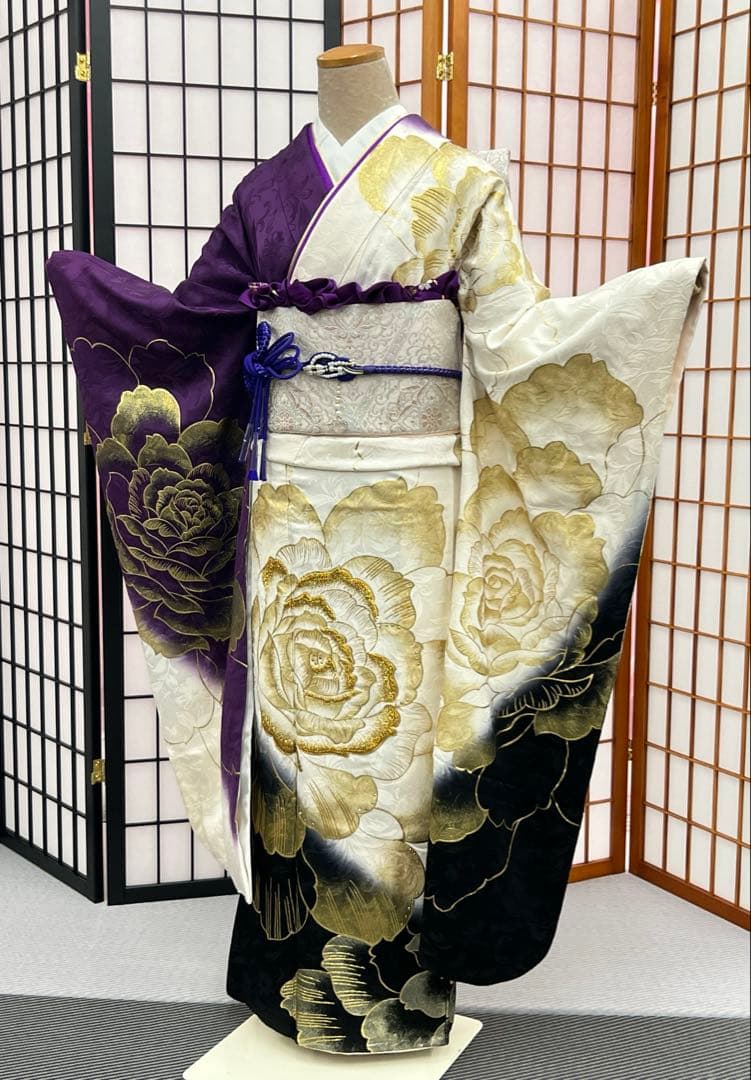 コキンですumean成人式 正絹振袖セット+着付け小物、襦袢セット