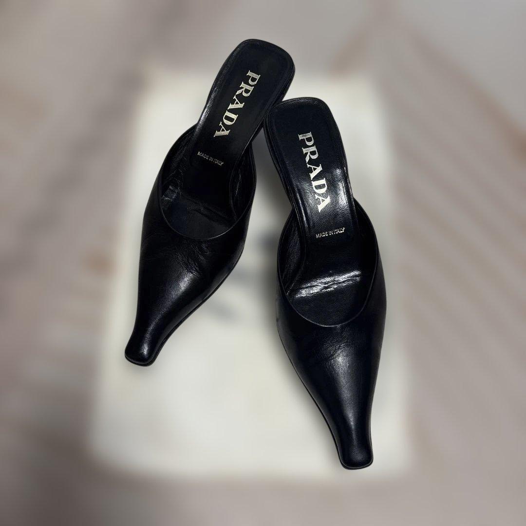 PRADA ブラックレザー ミュール 5cm