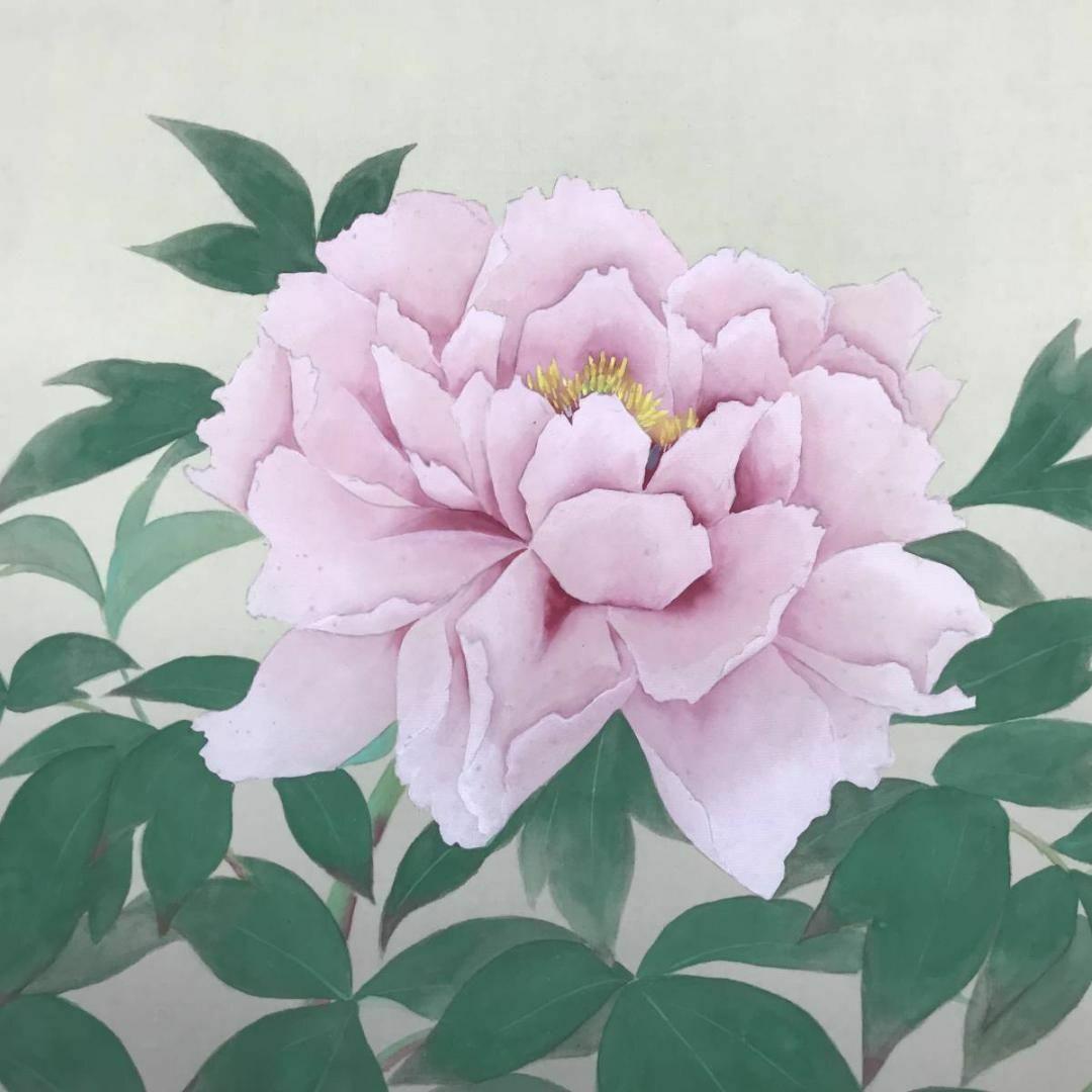 真作/内田逸郎/牡丹図/横物/掛軸☆宝船☆AB-537