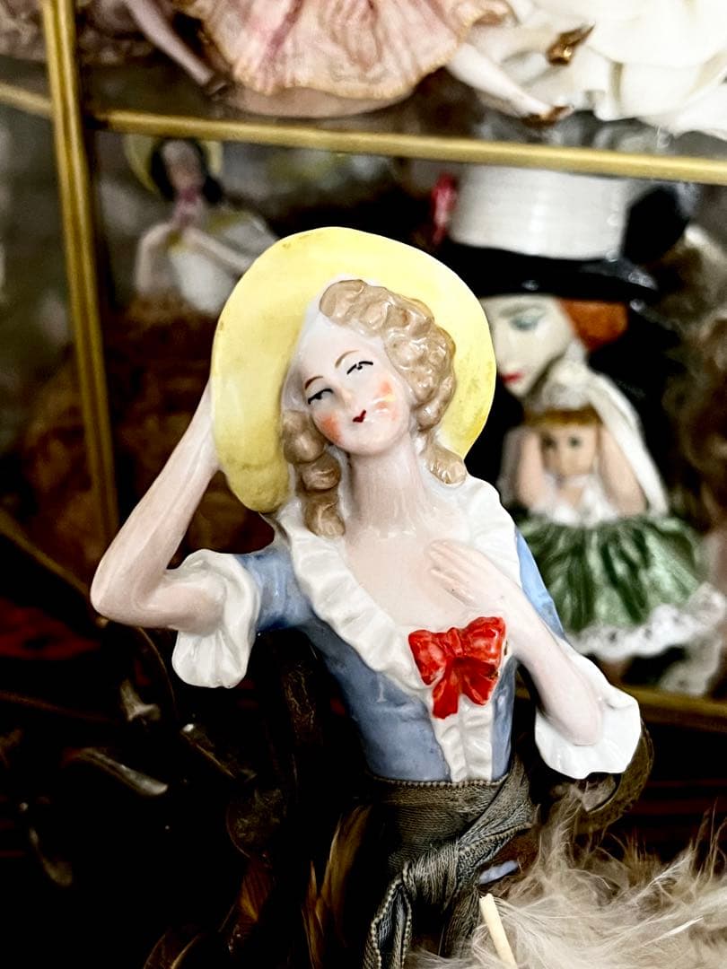 イギリス アンティーク ピンクッション ドール ハーフドール 羽