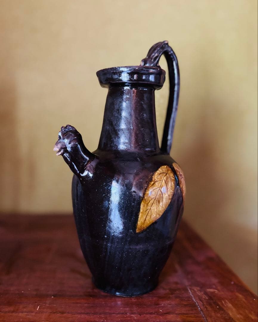 中国美術　黒釉　天鶏壺　てんけいこ　水差し　古玩