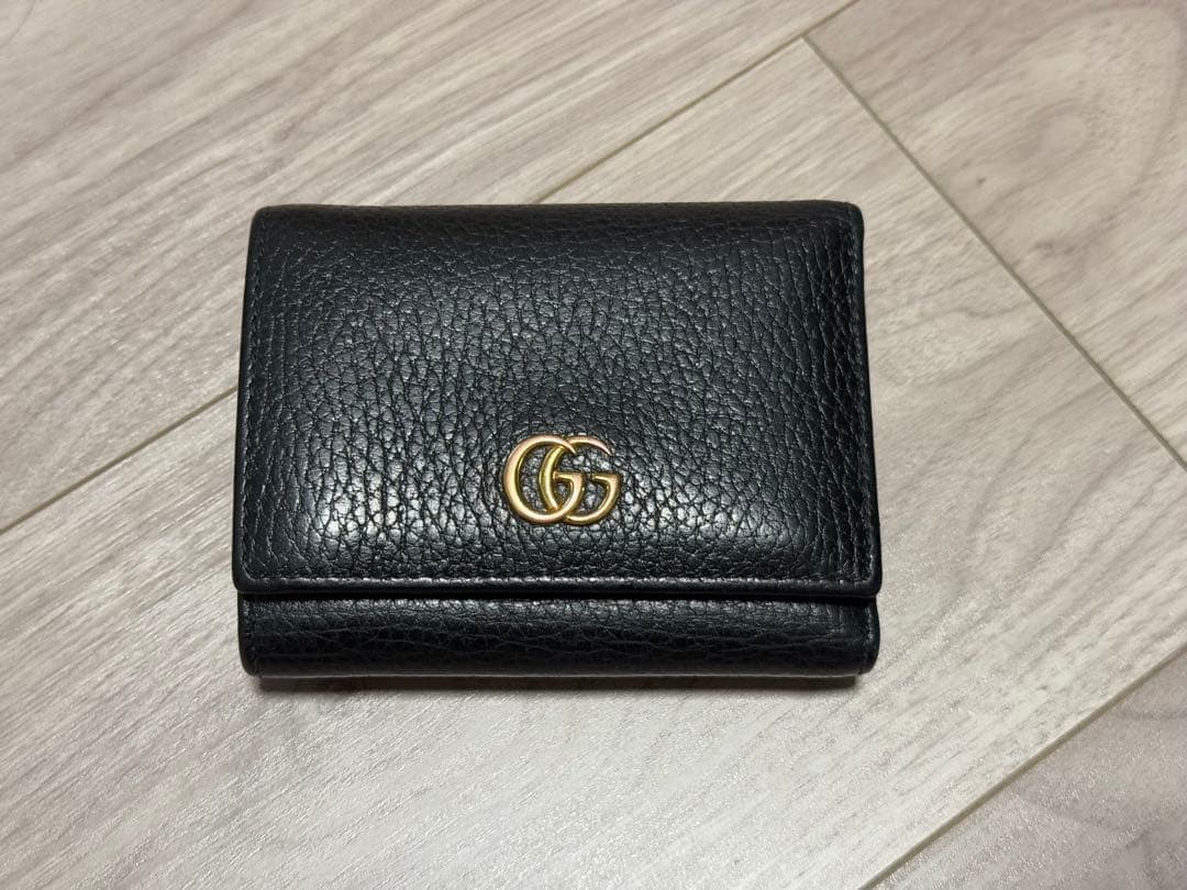 GUCCI グッチ 三つ折り財布 GGマーモント レザー Wホック