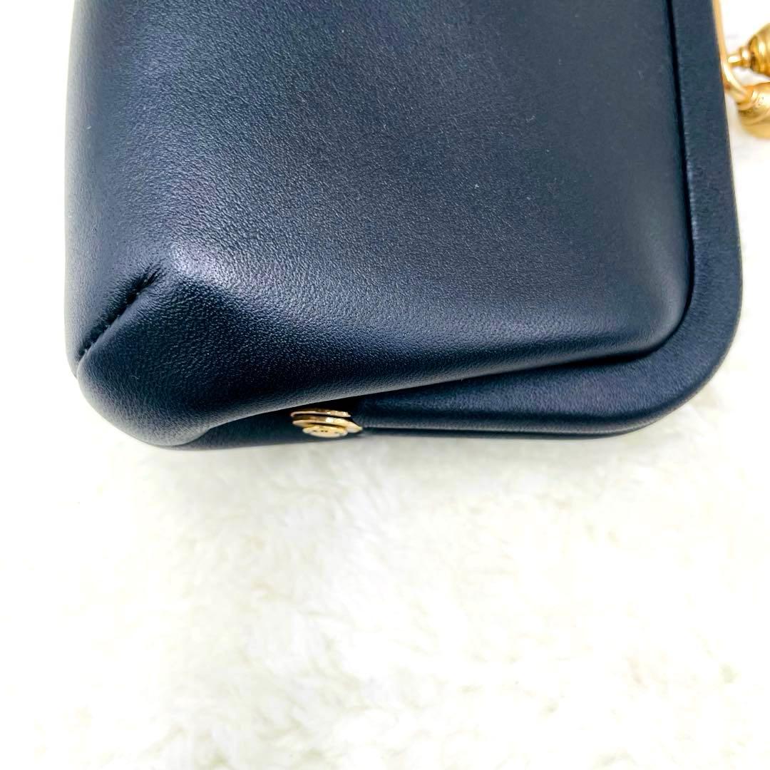 美品 希少 コーチ キスロック がま口 ケース ブラック レザー ゴールド