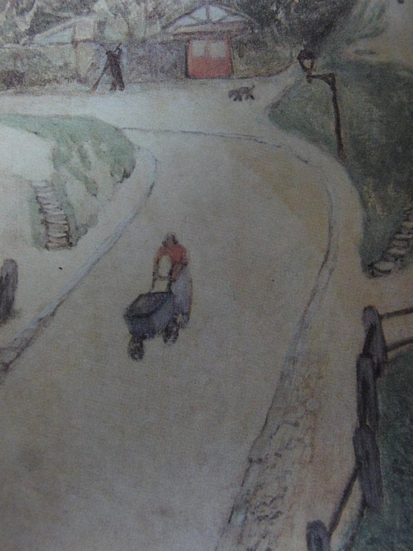 藤田嗣治、「Paysage de banliere」、希少画集の額装画、人気作品