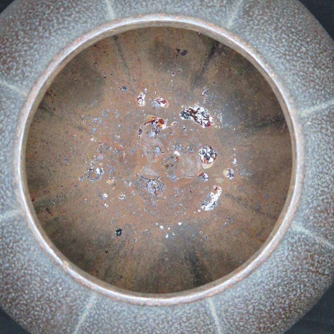 茶釜　茶道具　茶器　鉄器　カボチャ 銅摘蓋 鉄釜 釜環 丸釜　煎茶道具