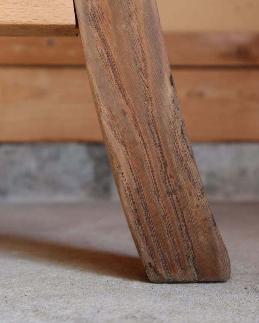 お値下げ中　古い栗材のスツール　古道具 古家具 アンティーク カフェ 丸椅子