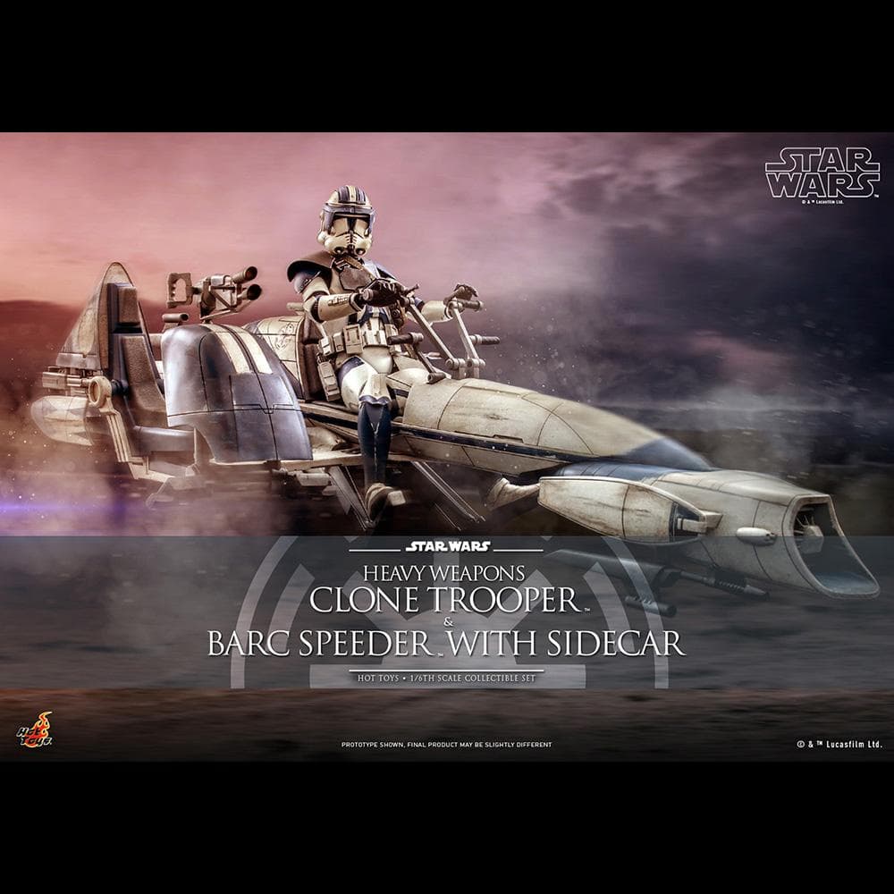 ヘビーウェポン・クローン・トルーパー＆BARCスピーダーサイドカー付ホットトイズ