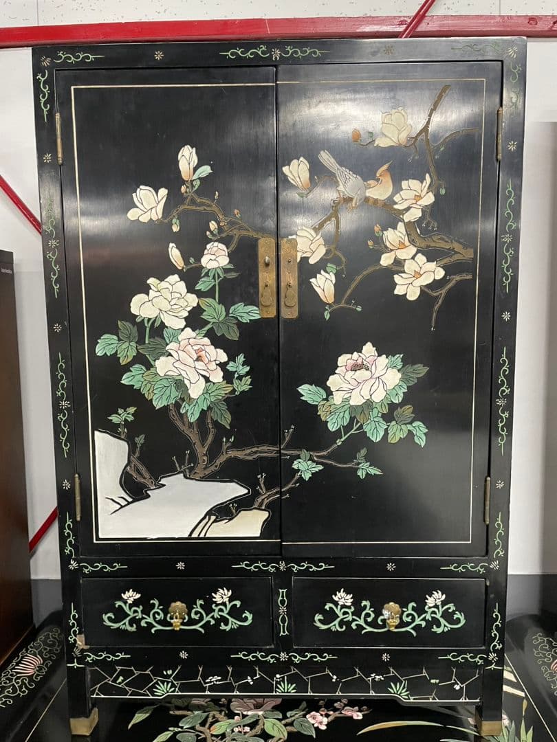 中国家具 キャビネット 中国古玩 アンティーク家具 花鳥図