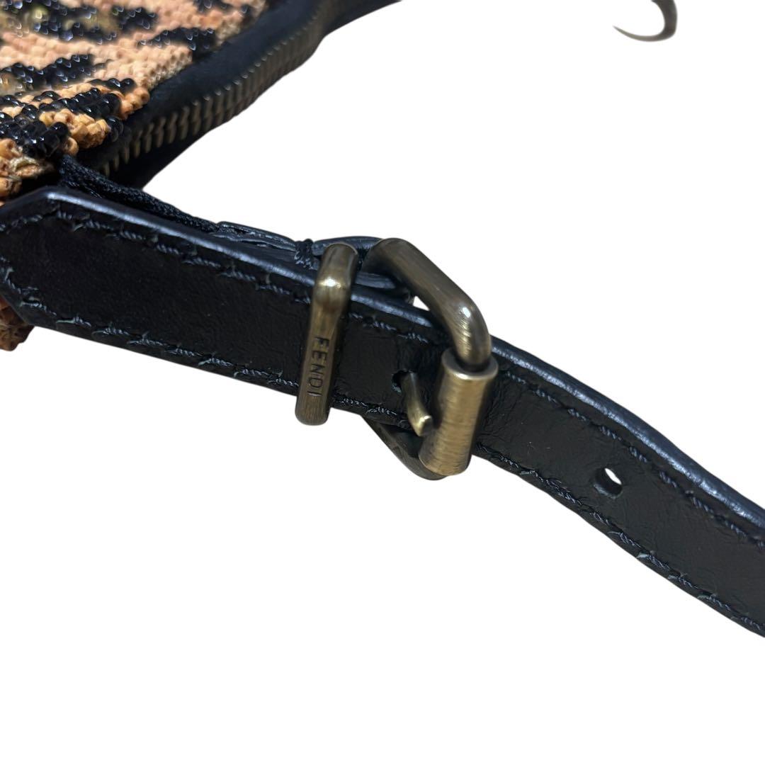 FENDI フェンディ パンサー ヒョウ柄 ハンドバッグ レザー ビーズ