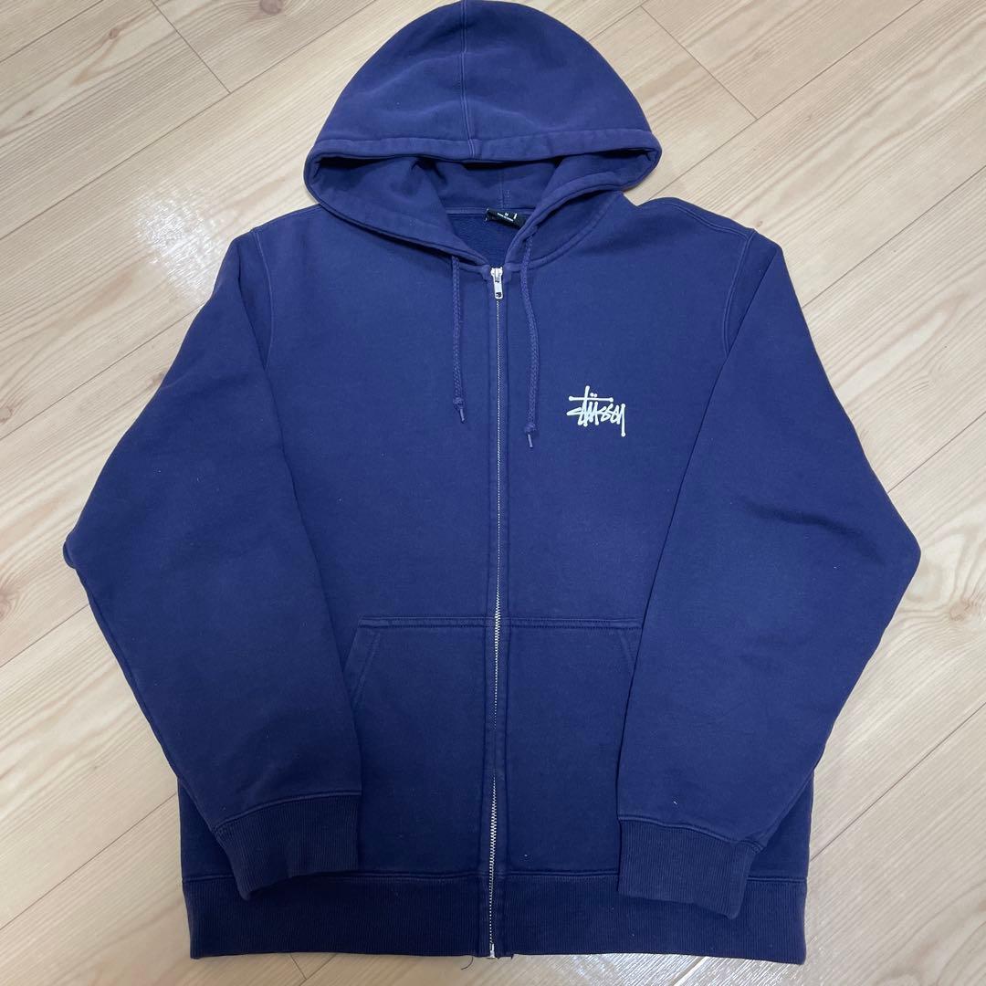 stussy ジップ　パーカー　ネイビー　ナス紺