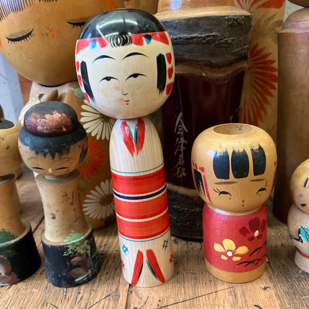 昭和レトロ 木製 こけし 小芥子 置物 飾り 工芸品 民芸品 コレクション 多数