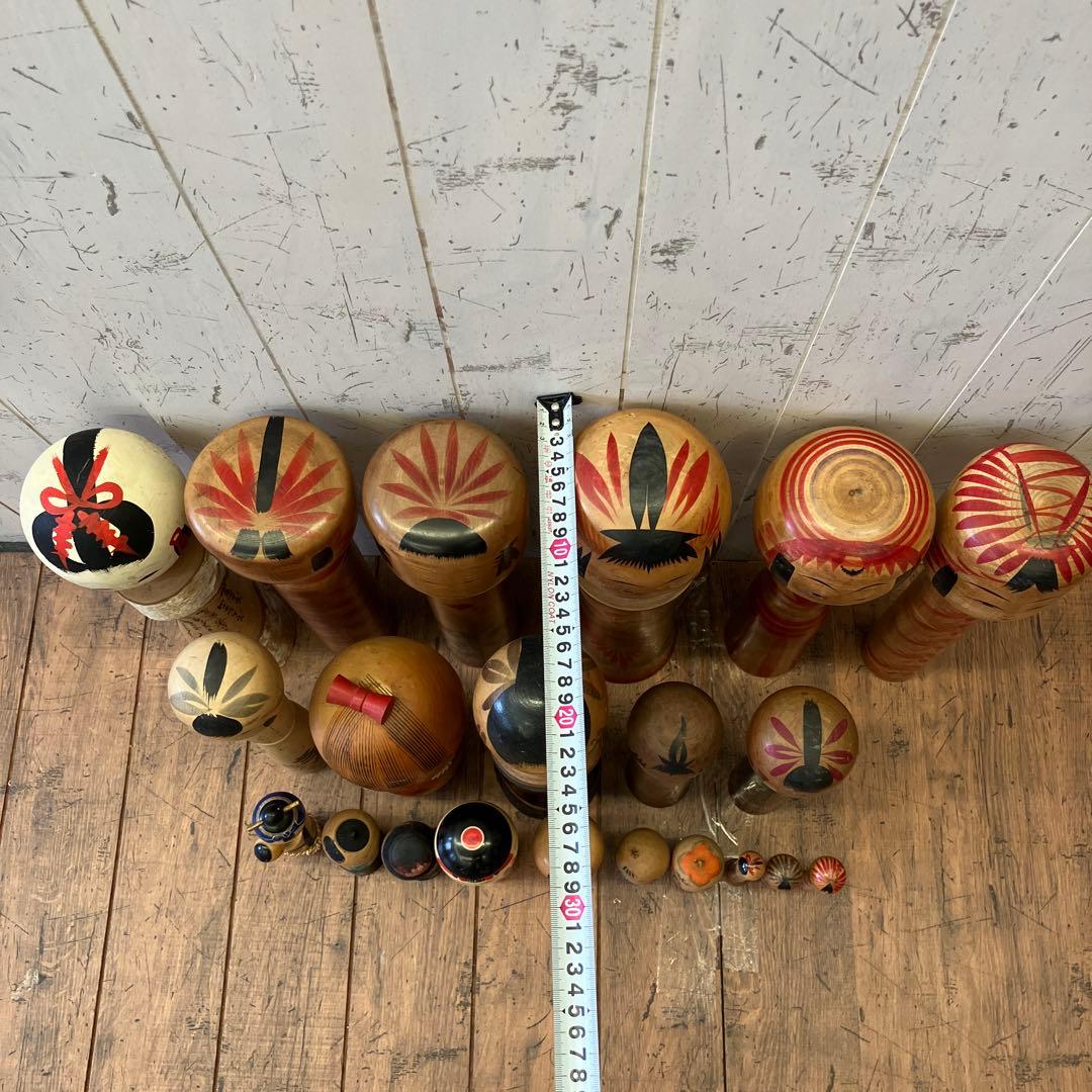 昭和レトロ 木製 こけし 小芥子 置物 飾り 工芸品 民芸品 コレクション 多数