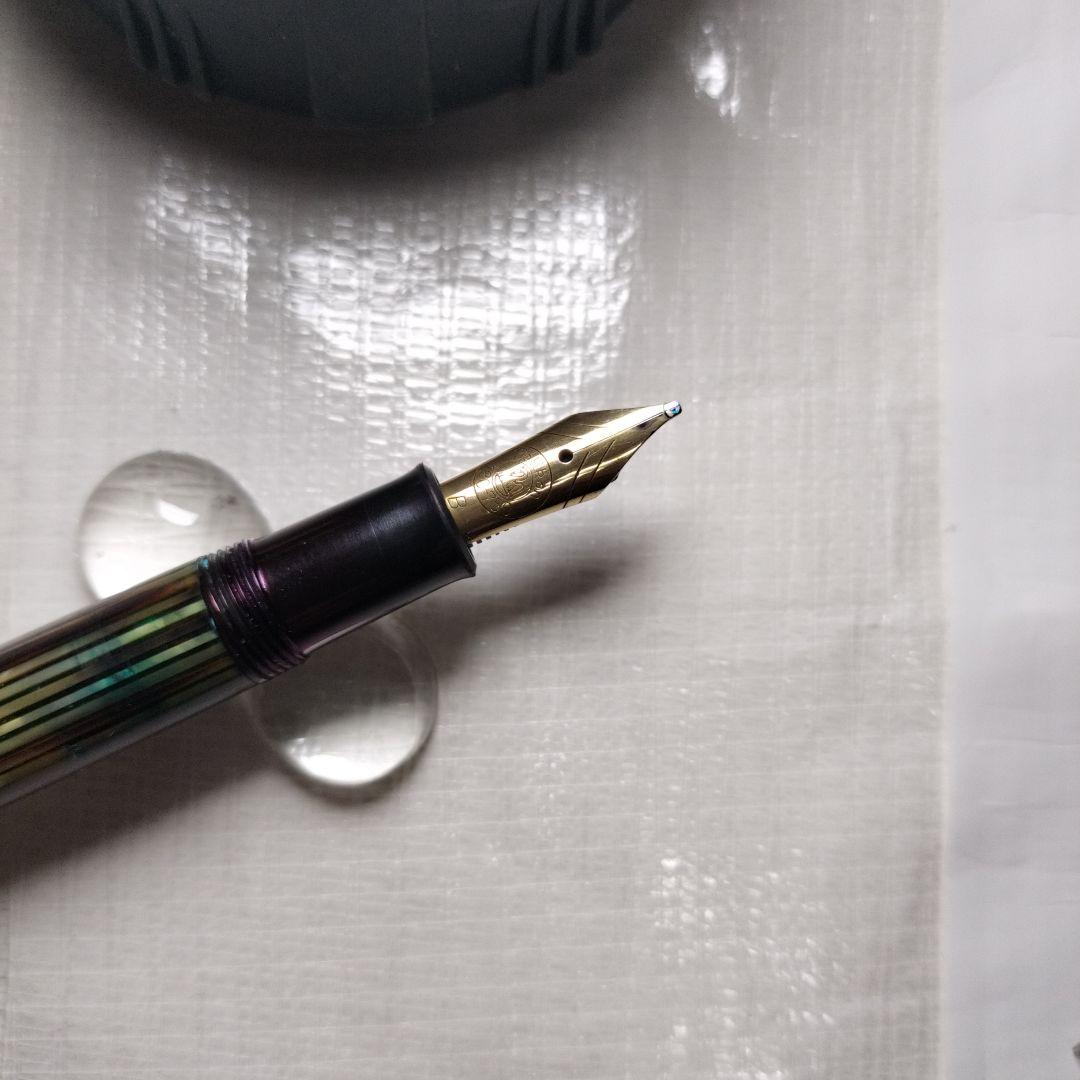 Pelikan400茶縞18K750万年筆字幅B吸入式