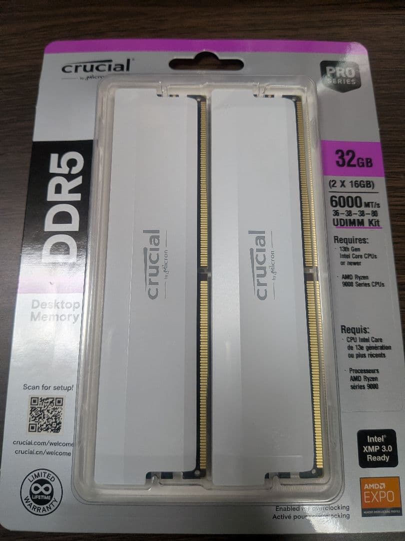 Crucial DDR5-6000 32GB(2×16GB) 新品未開封品