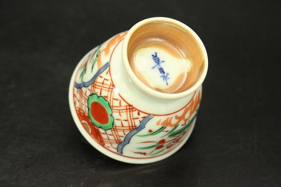 煎茶 赤絵 在銘 茶器揃い 未使用(A729)