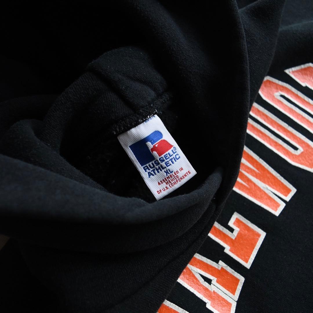 90sラッセル russel カレッジ プルオーバー パーカー 黒 XL