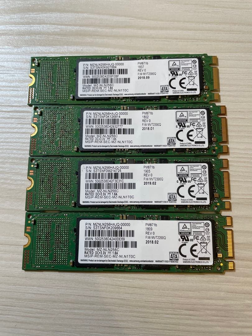 状態良好 M.2SATA256GB SSD4枚 サムスンMZNLN256HAJQ