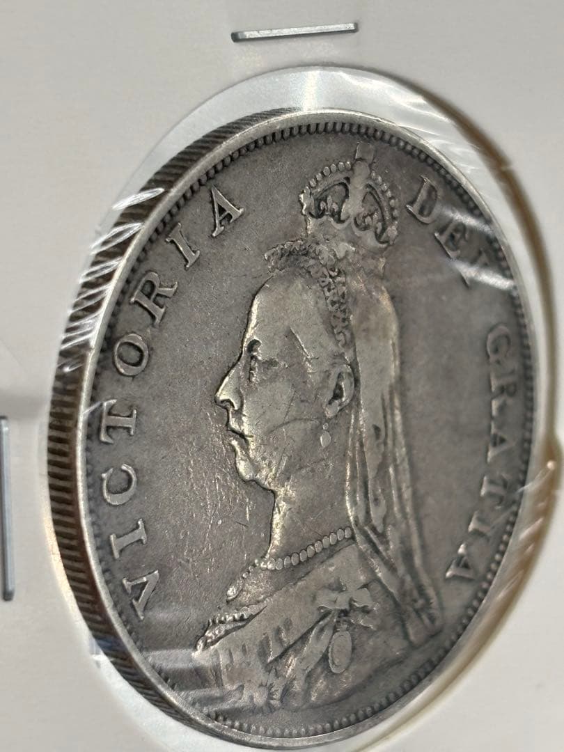 1889年大英帝国ジュベリーヘッドビクトリア女王 ダブルフローリン銀貨