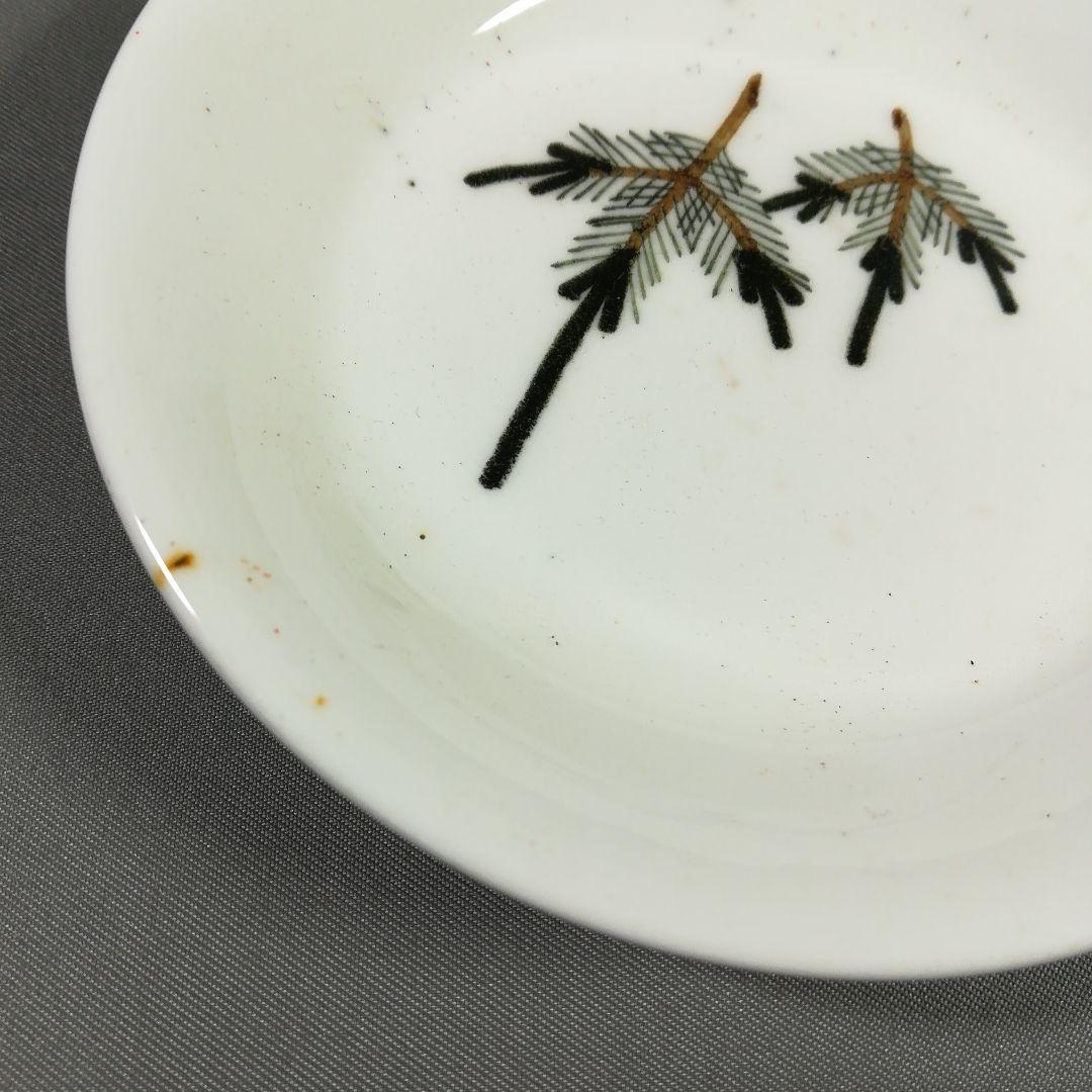 希少　淡路島民平焼　珉平焼　色絵松葉小皿7枚　白交趾