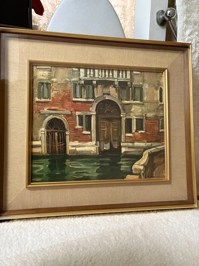 荻洲高徳　おぎすたかのり　「バルコン　ベニス」　8号油絵　レプリカ