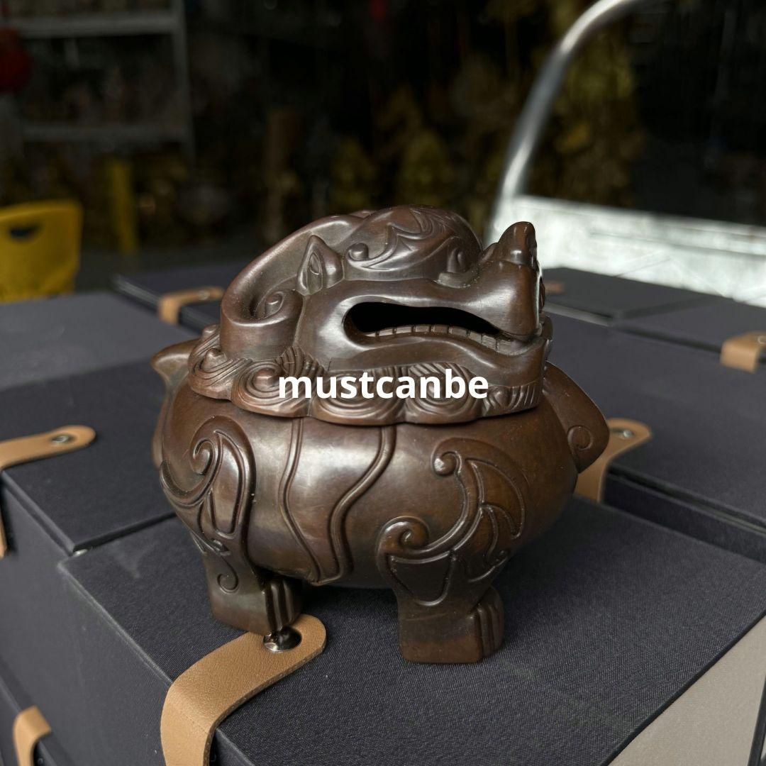 銅器 神獣猊薫香炉 香道具 鎮宅 辟邪 開運風水 招財 置物 工芸品 装飾品